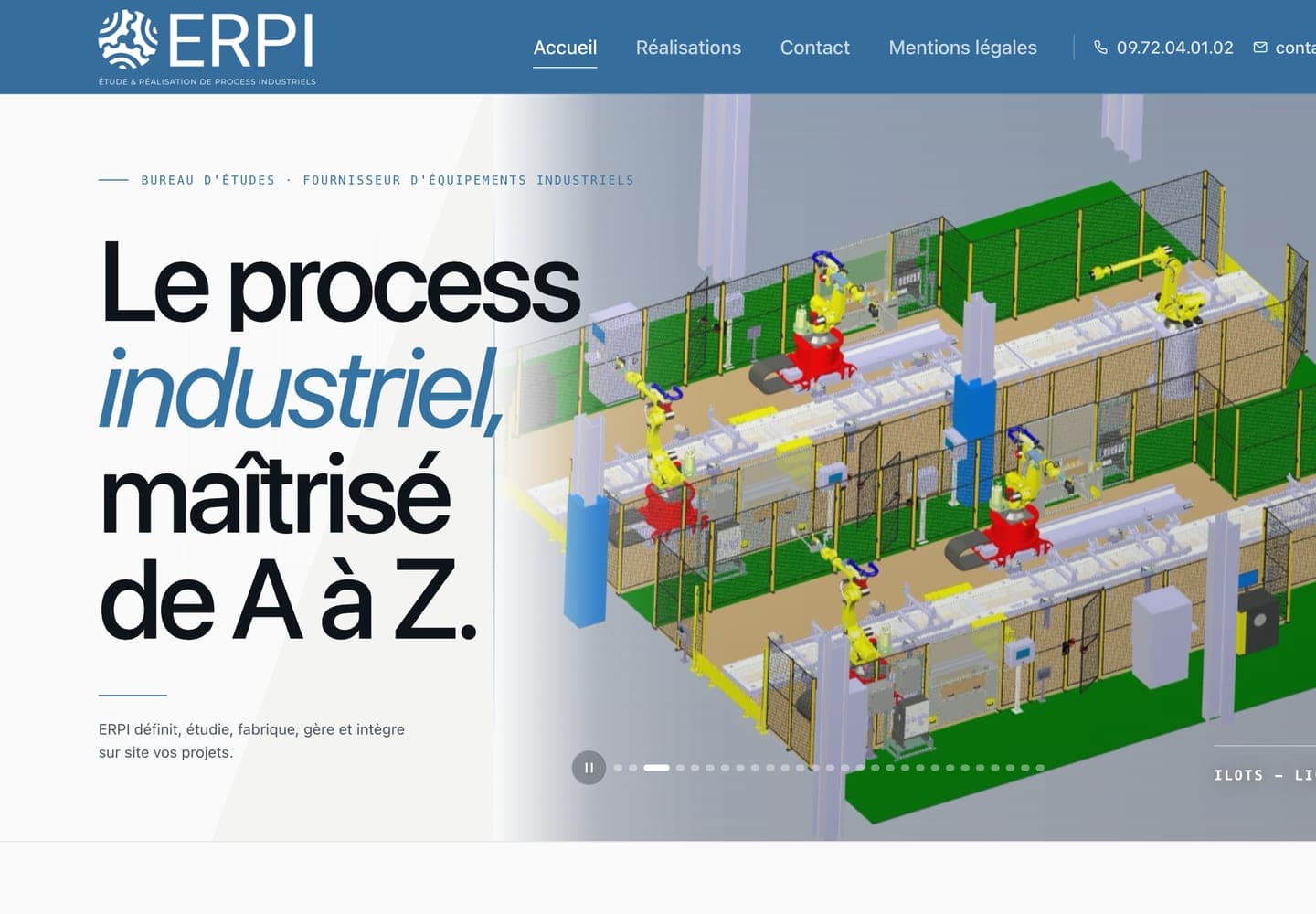 Site réalisé pour ERPI, Site industriel